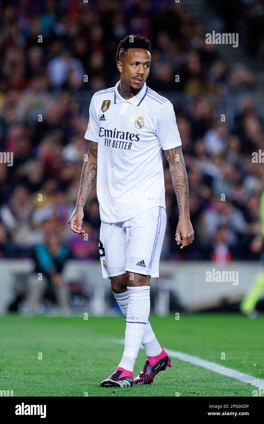 Barcelona, Spain. 19th Mar, 2023. Militao in action during the LaLiga match between FC Barcelona and Real Madrid CF at the Spotify Camp Nou Stadium in Barcelona, Spain. Credit: Christian Bertrand/Alamy Live News Stock Photo