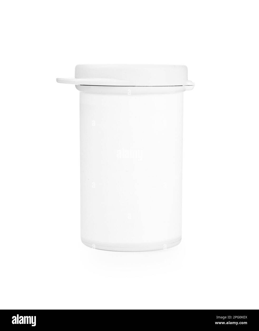 One closed plastic container on white background Stock Photo