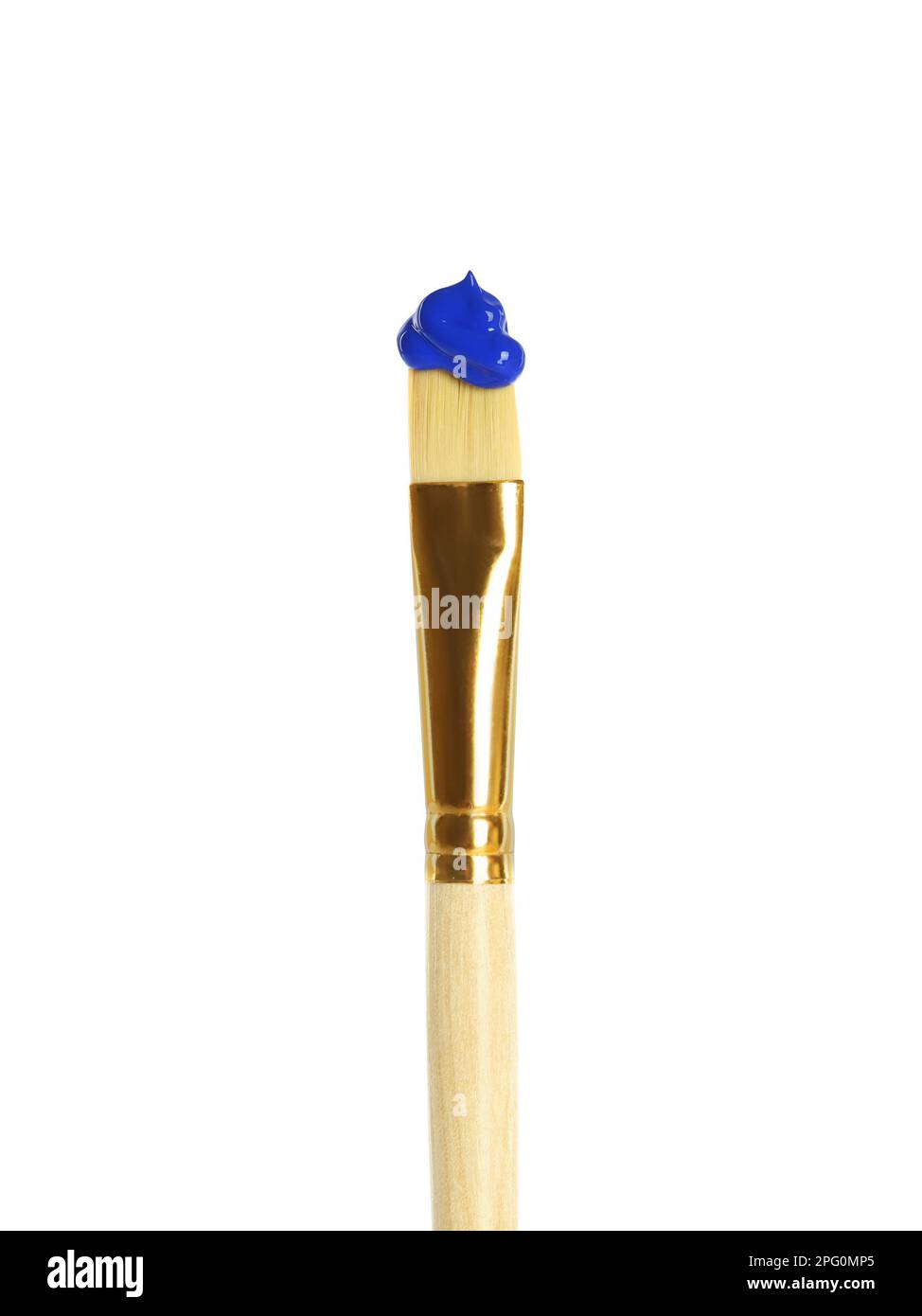 Brush with blue paint isolated on white Stock Photo - Alamy