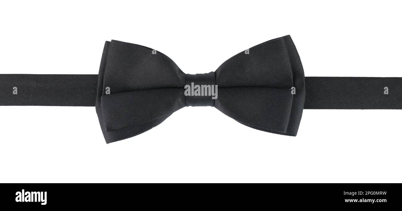 Stylish black bow tie isolated on white Stock Photo