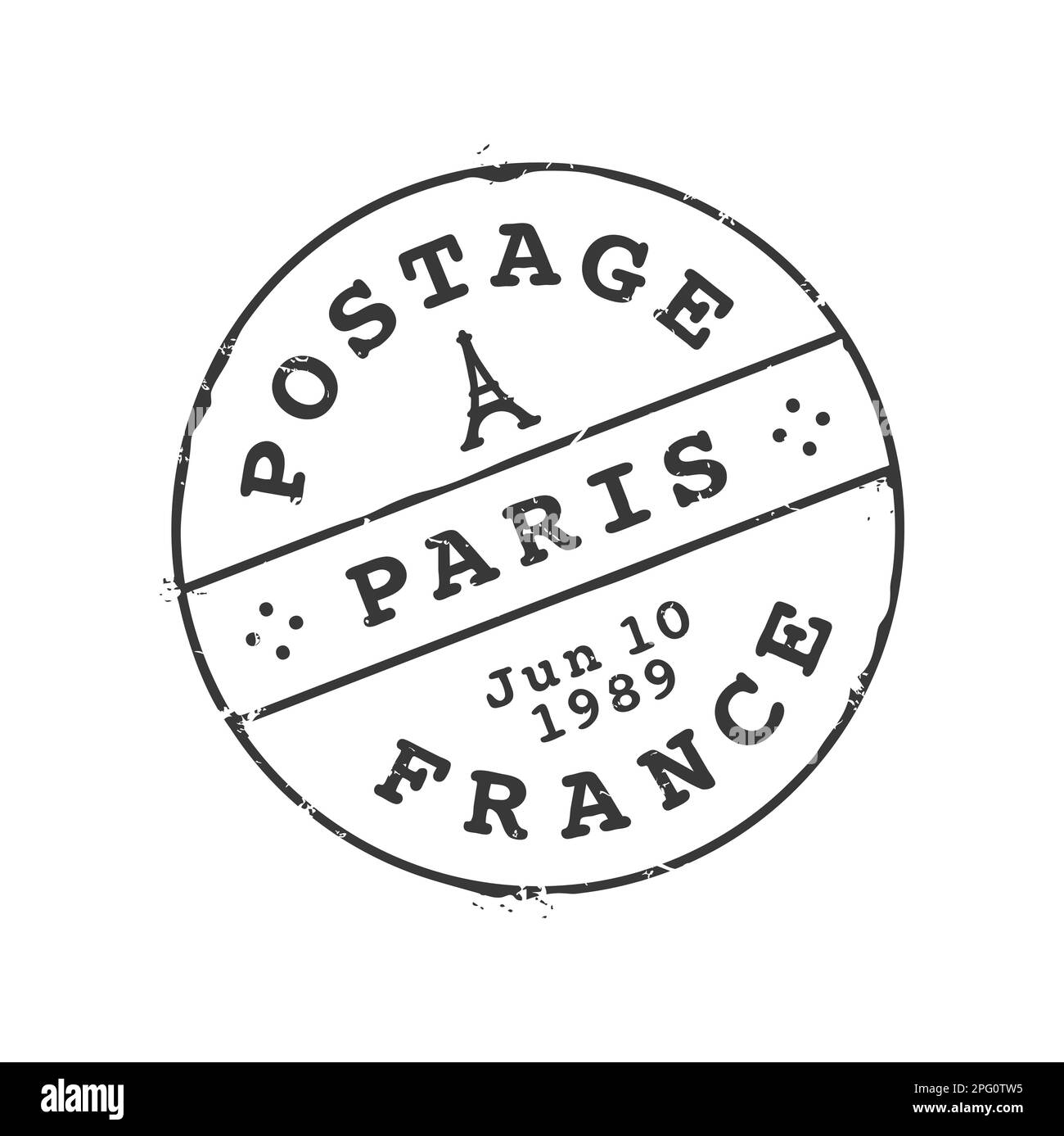 Paris postage and postal stamp. Postcard France town mark, postal letter envelope Paris city circle vector postmark imprint or mail delivery departure Stock Vector