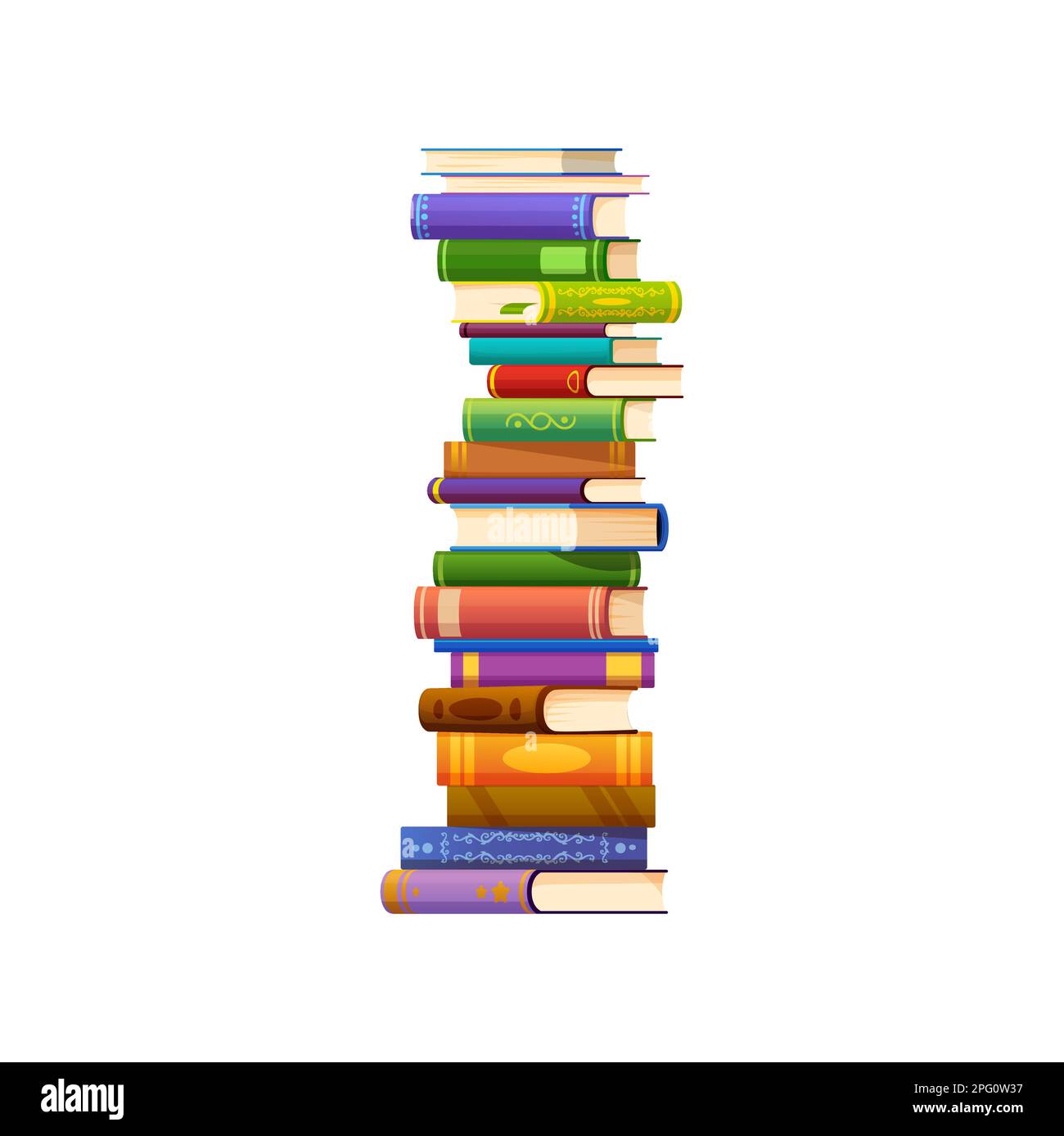 Cartoon stack of books, vector pile of reading materials for education and recreation. Stacked library learning educational or scientific paper volume Stock Vector
