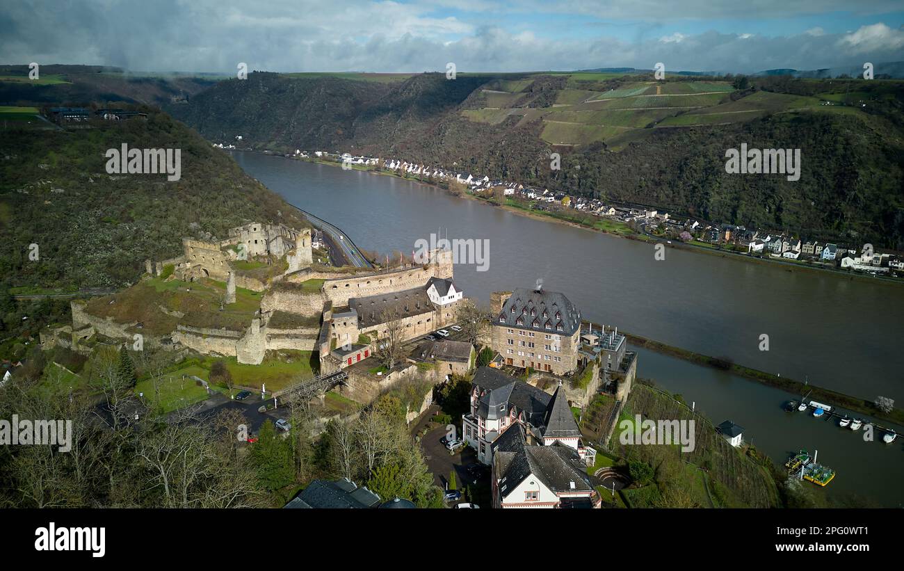 St. Goar, Germany. 14th Mar, 2023. Rheinfels Castle sits high above the ...