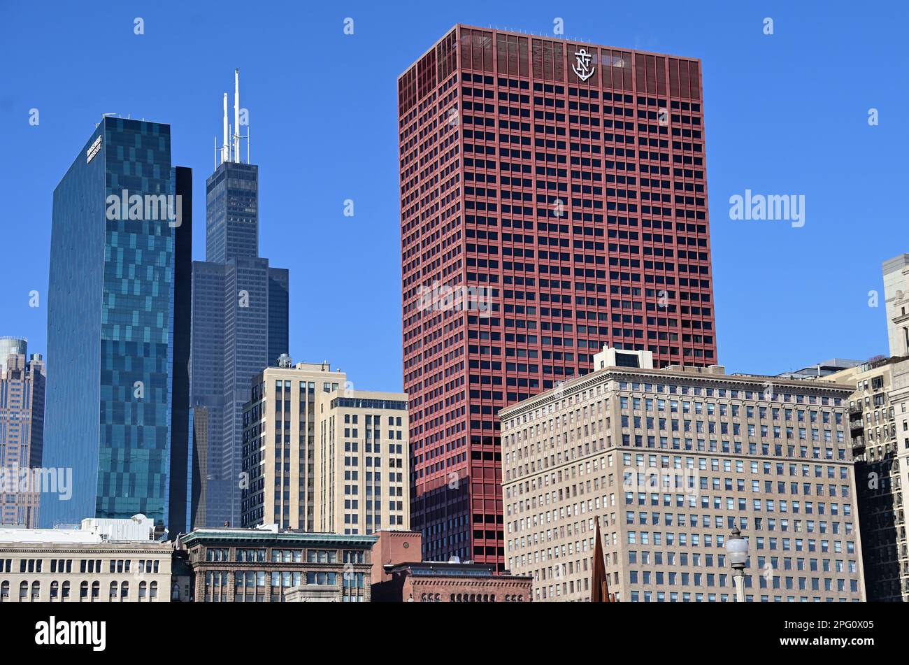 Chicago, Illinois, USA. A portion of the South Loop skyline. Stock Photo