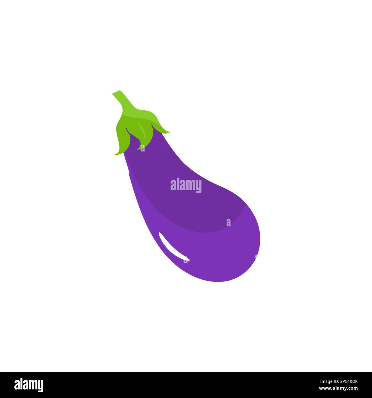Eggplant vegetable icon. Flat cartoon aubergine isolated on white