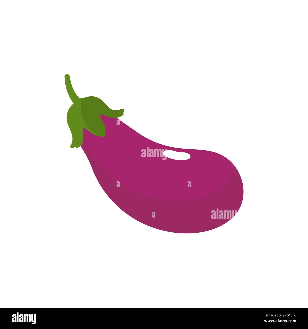 Eggplant vegetable icon. Flat cartoon aubergine isolated on white