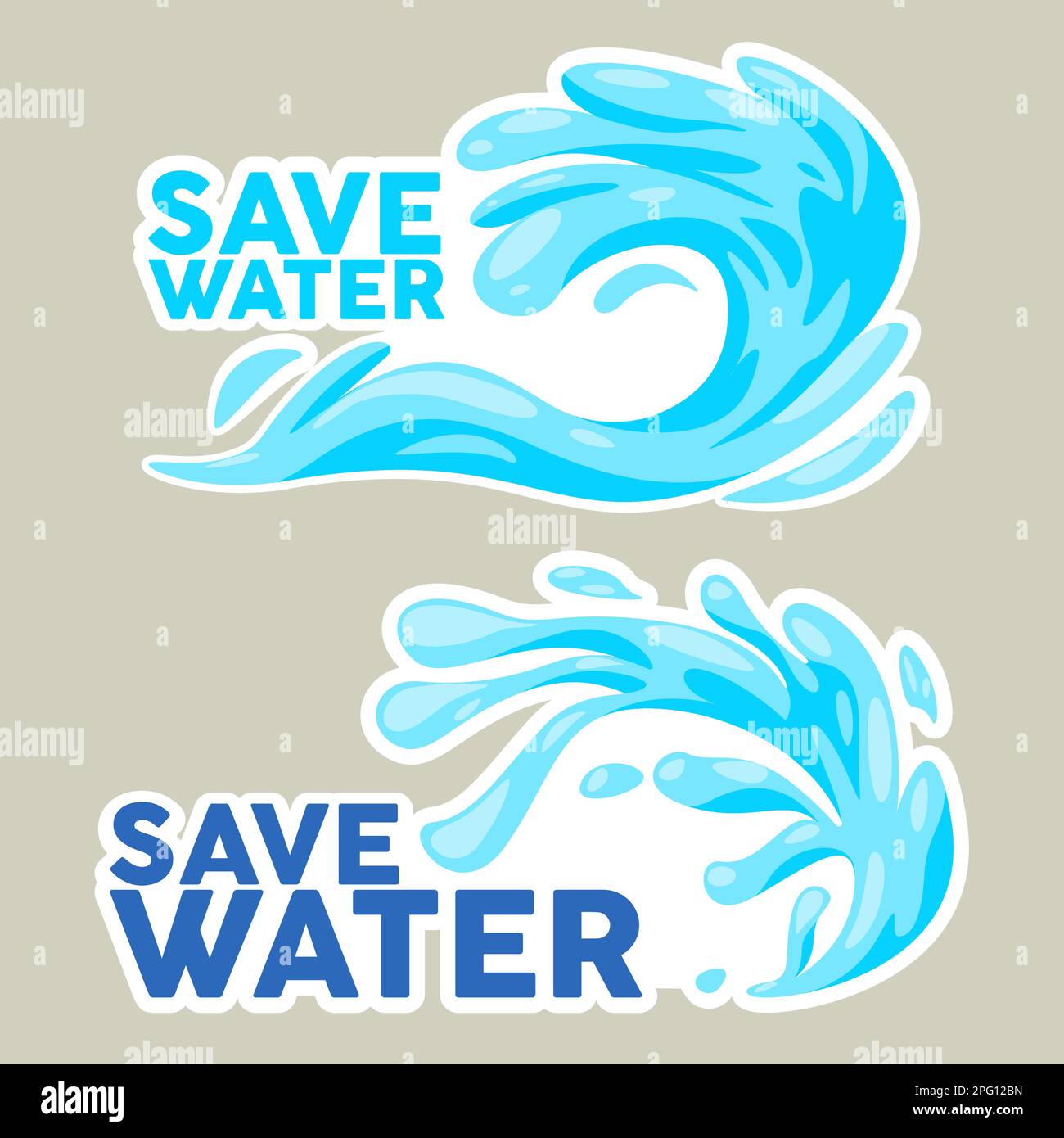 Save water sticker illustration of campaign to reduce the use of water