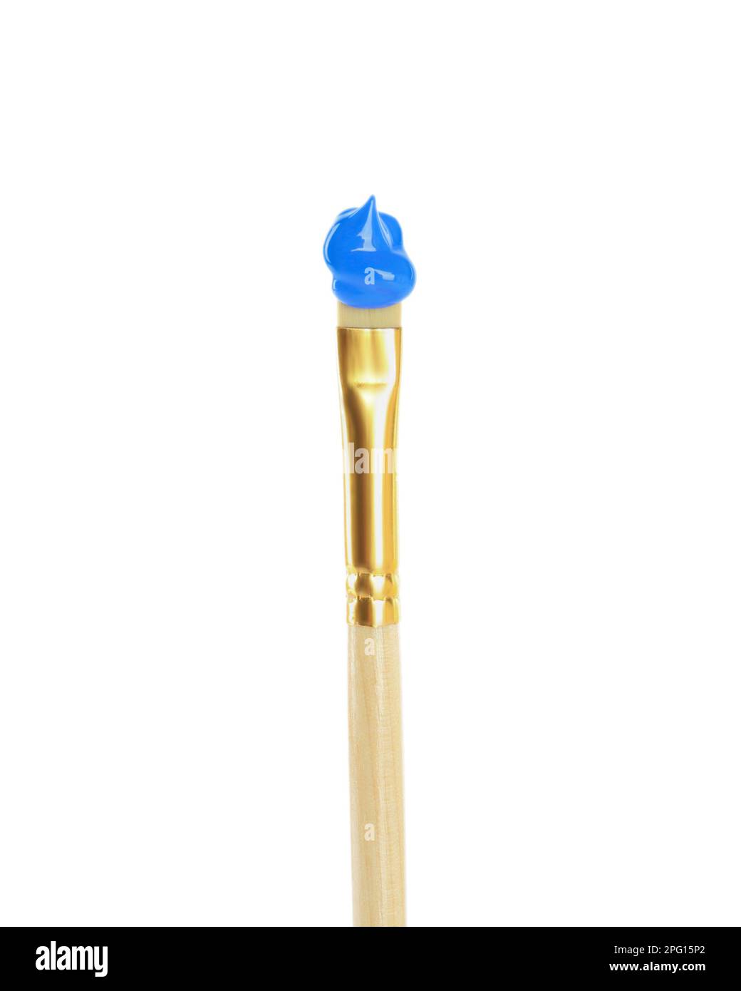 Brush with blue paint on white background Stock Photo - Alamy