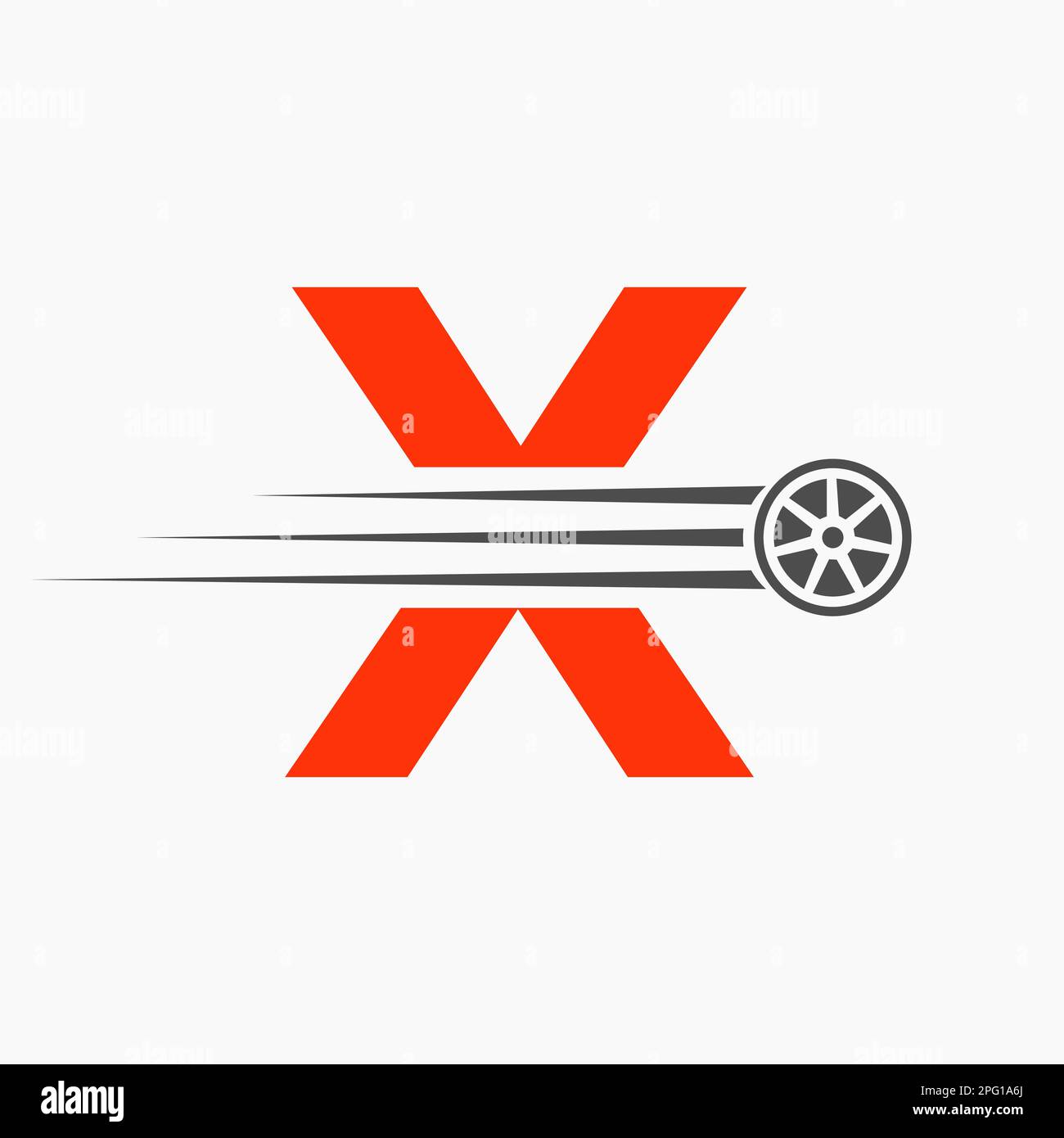 Sport Car Letter X Automotive Logo Concept With Transport Tyre Icon