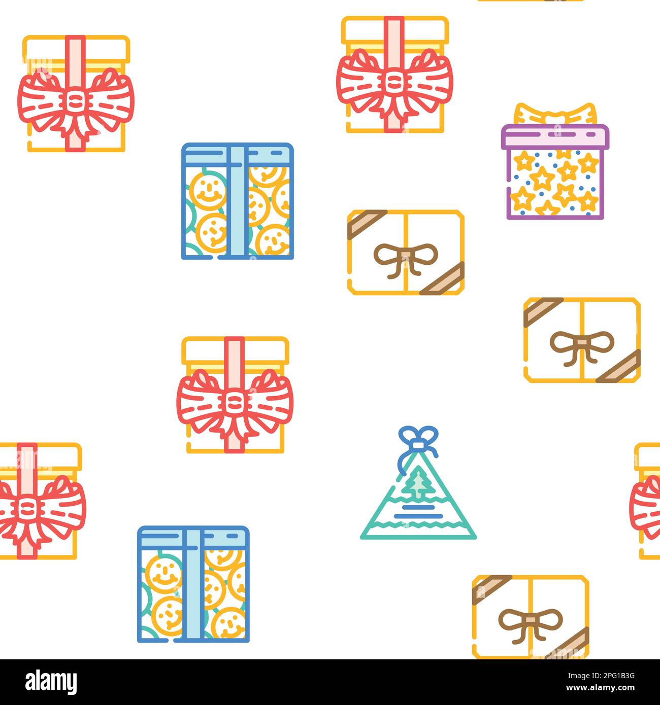 gift box birthday ribbon vector seamless pattern Stock Vector Image ...