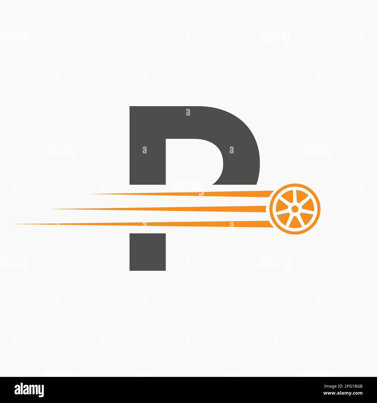 Sport Car Letter P Automotive Logo Concept With Transport Tyre Icon