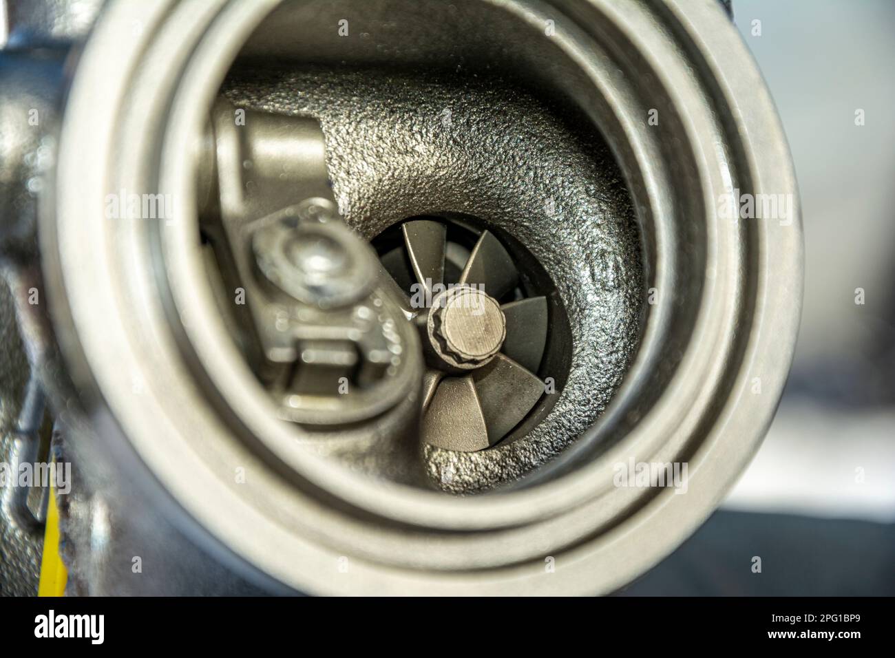 new turbocharged car engine. A turbine for an automobile engine Stock
