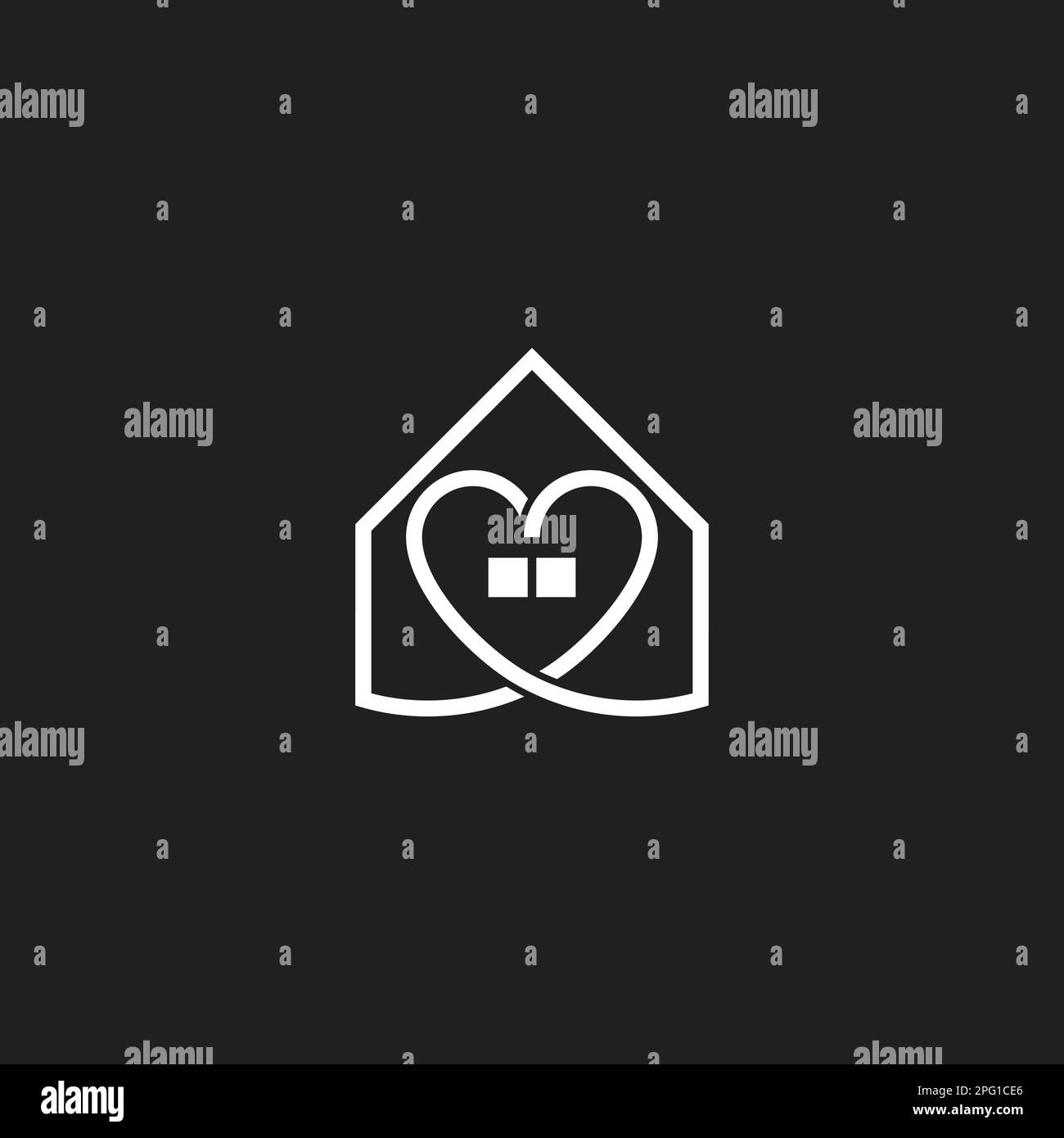 love stay at home window symbol logo vector Stock Vector