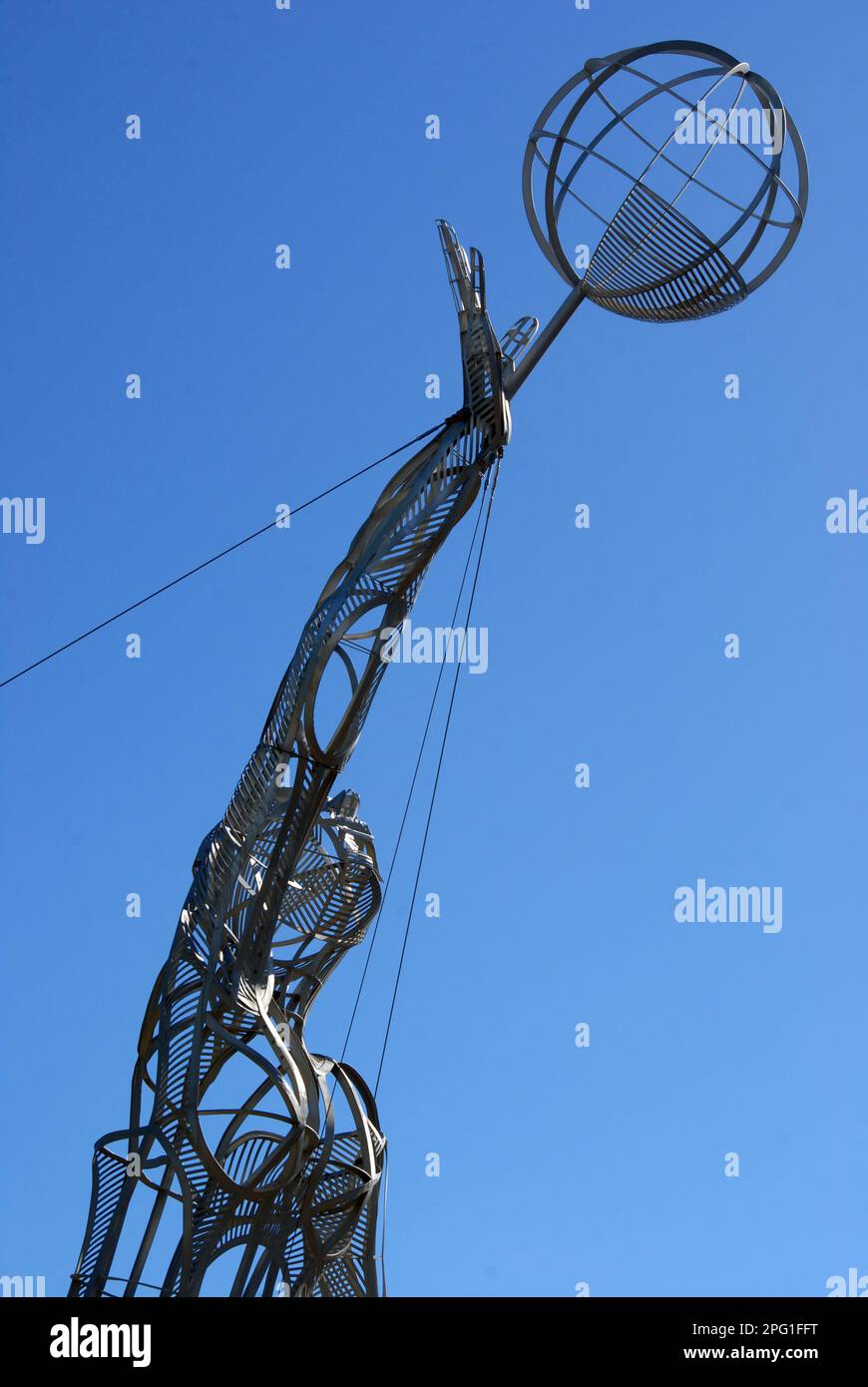 Netball player in wheelchair sculpture, The Australian Institute of Sport (AIS), Canberra, ACT, Australia. Stock Photo