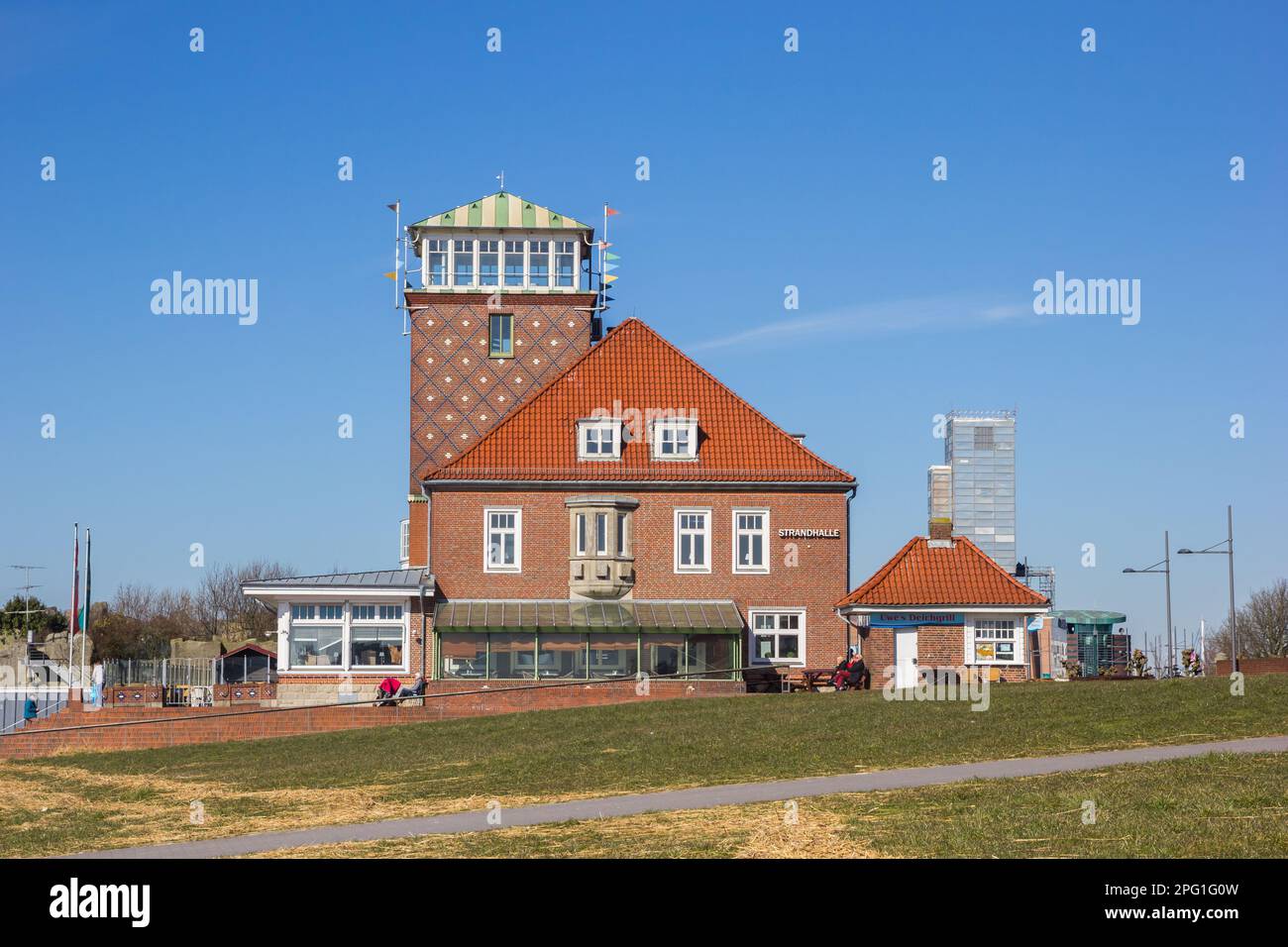 Historic strandhalle building at the coast in Bremerhaven, Germany