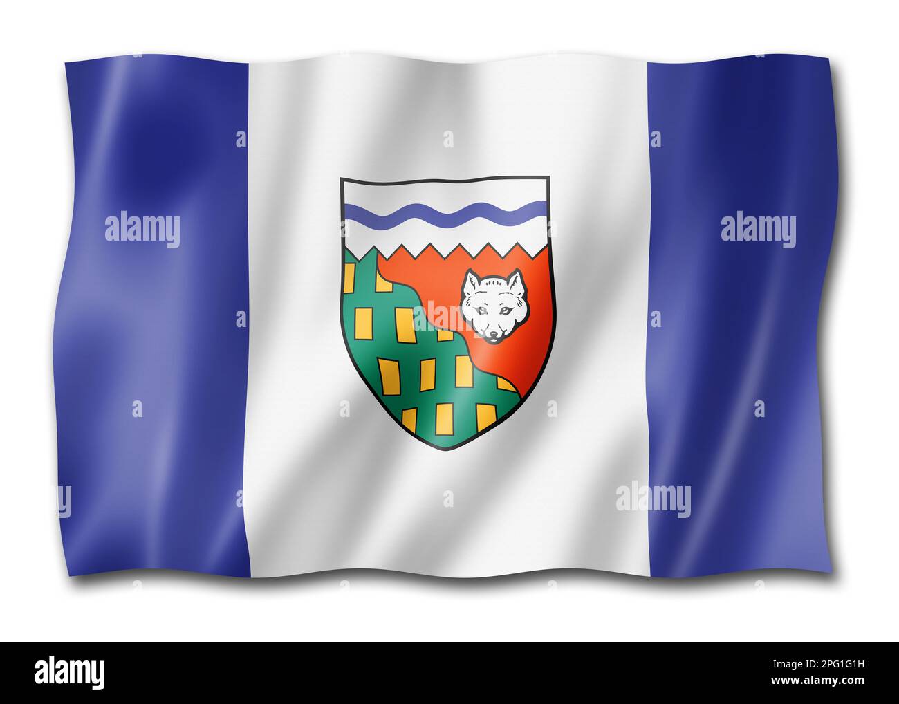 Northwest territories flag, Canada waving banner collection. 3D ...