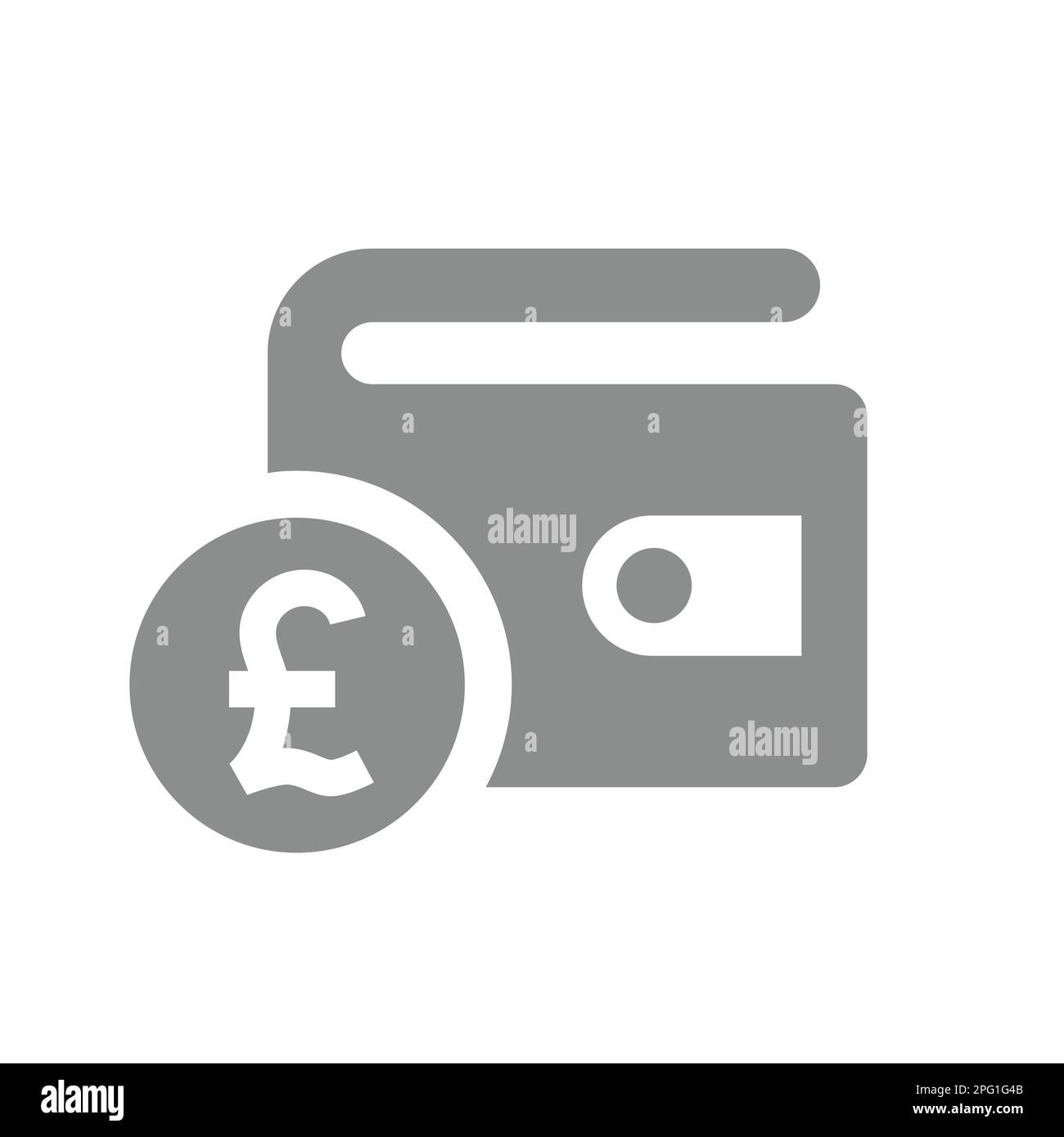 Wallet and currency coin vector icon. British pound, money or savings fill symbol. Stock Vector