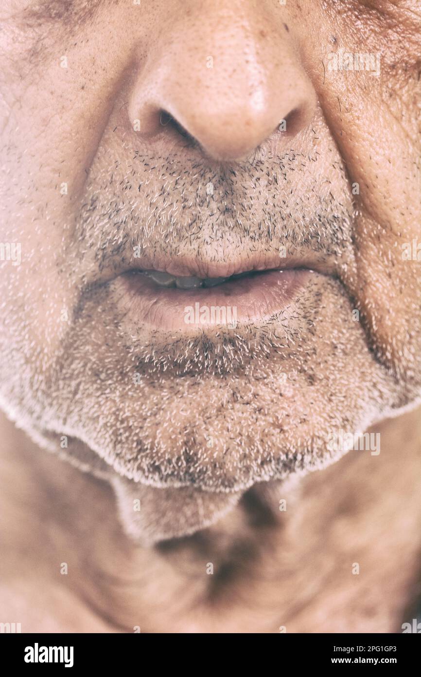 Close up of old man's face Stock Photo