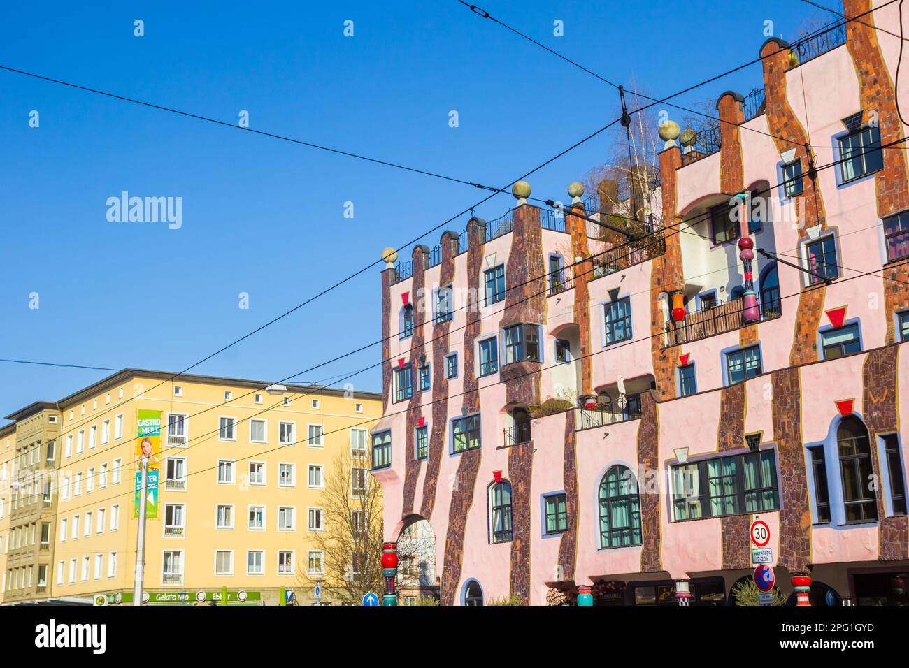 Modern architecture on the main street of Magdeburg, Germany Stock