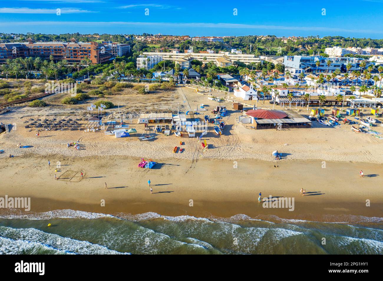 Aerial view of Playa de la Antilla beach hotels Lepe Huelva Province