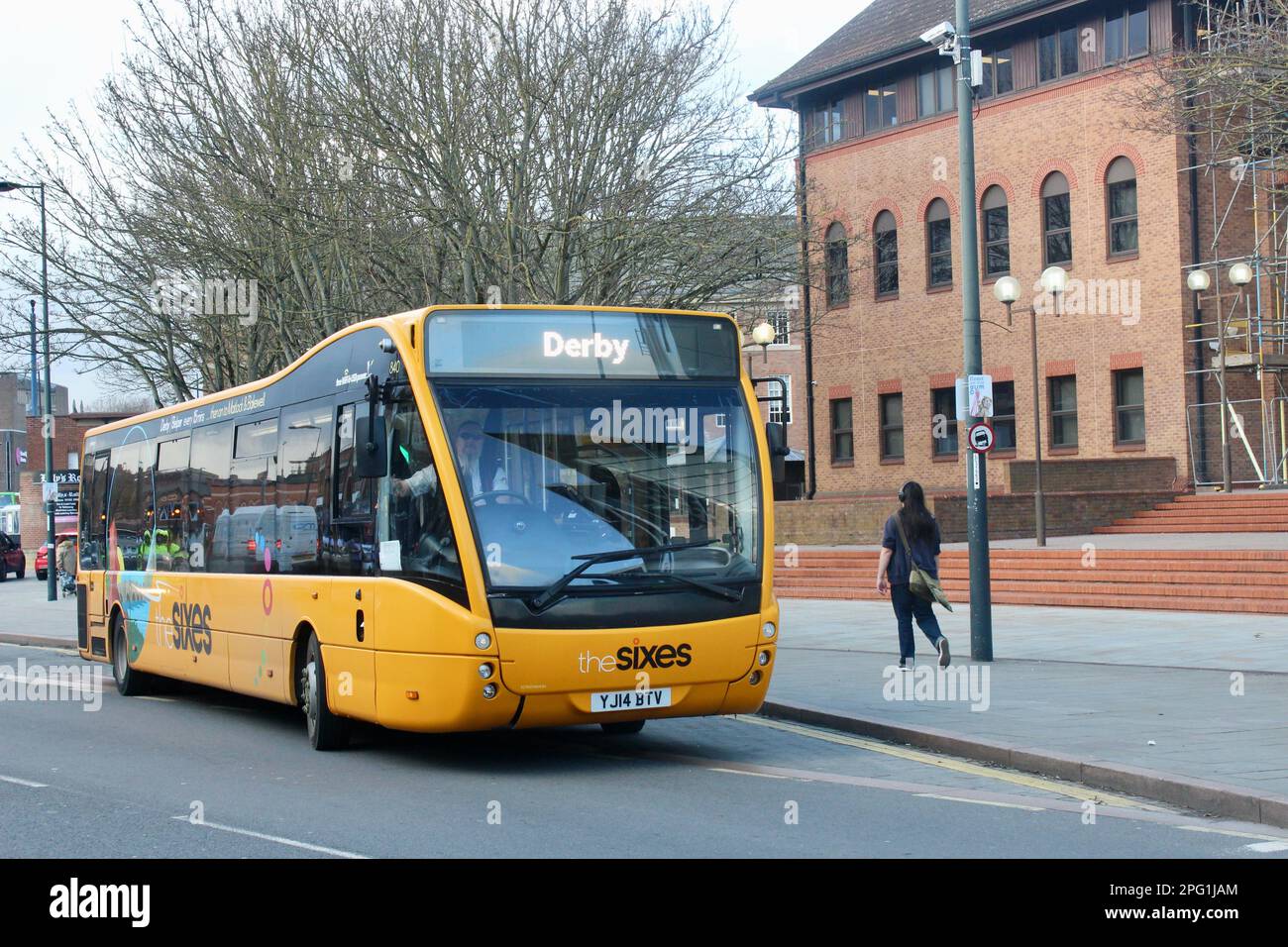buses in derby street city centre derby england uk Stock Photo Alamy