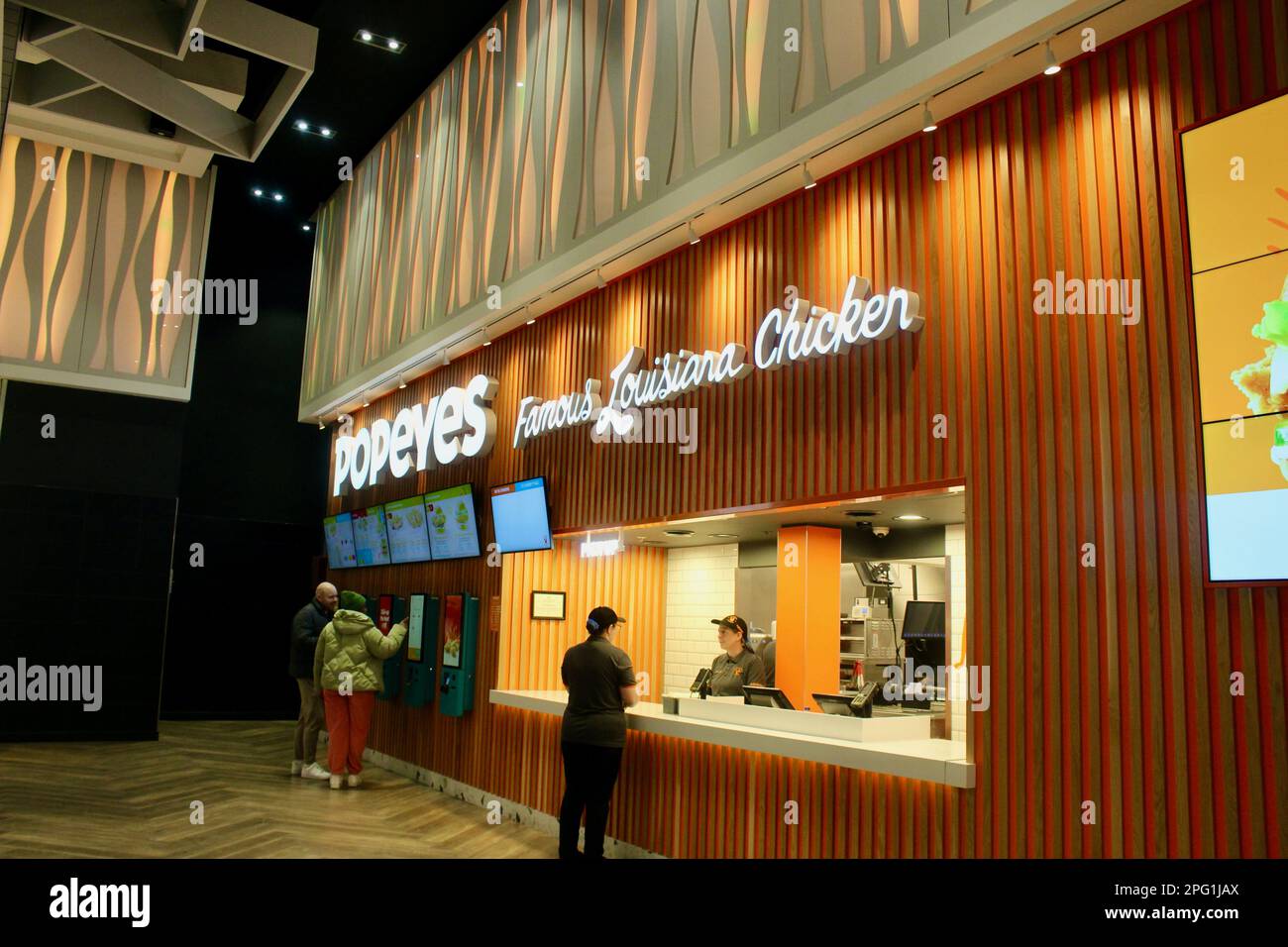 popeyes chicken concession among the restaurants and food outlets inside derbion shopping centre derby england uk Stock Photo