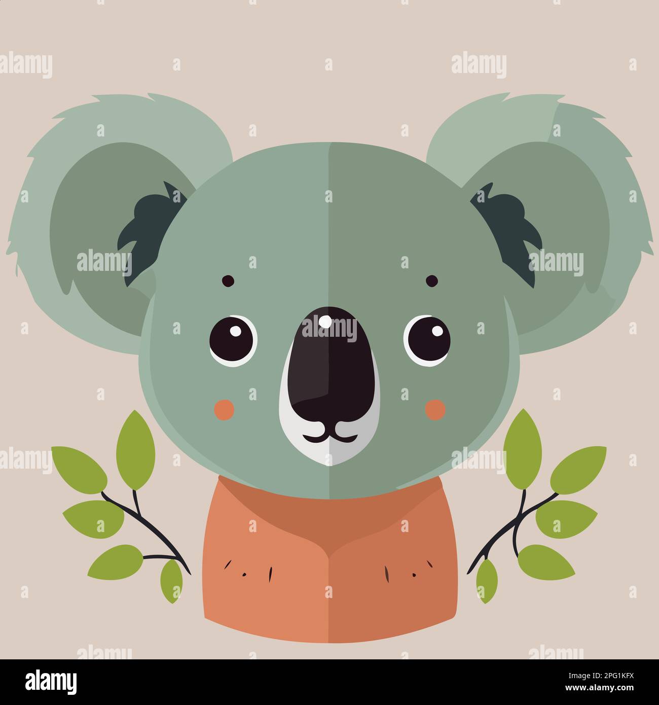 common koala herbivore mammal animal face Minimalist vector ...