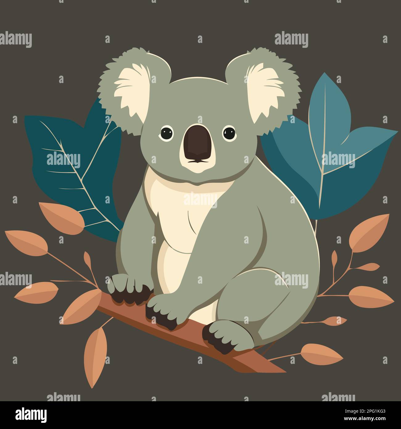 common koala herbivore mammal animal body Minimalist vector ...