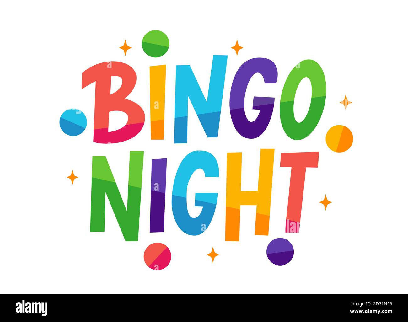 BINGO NIGHT logo with lottery balls and stars. Bingo game. Vector illustration lucky quote