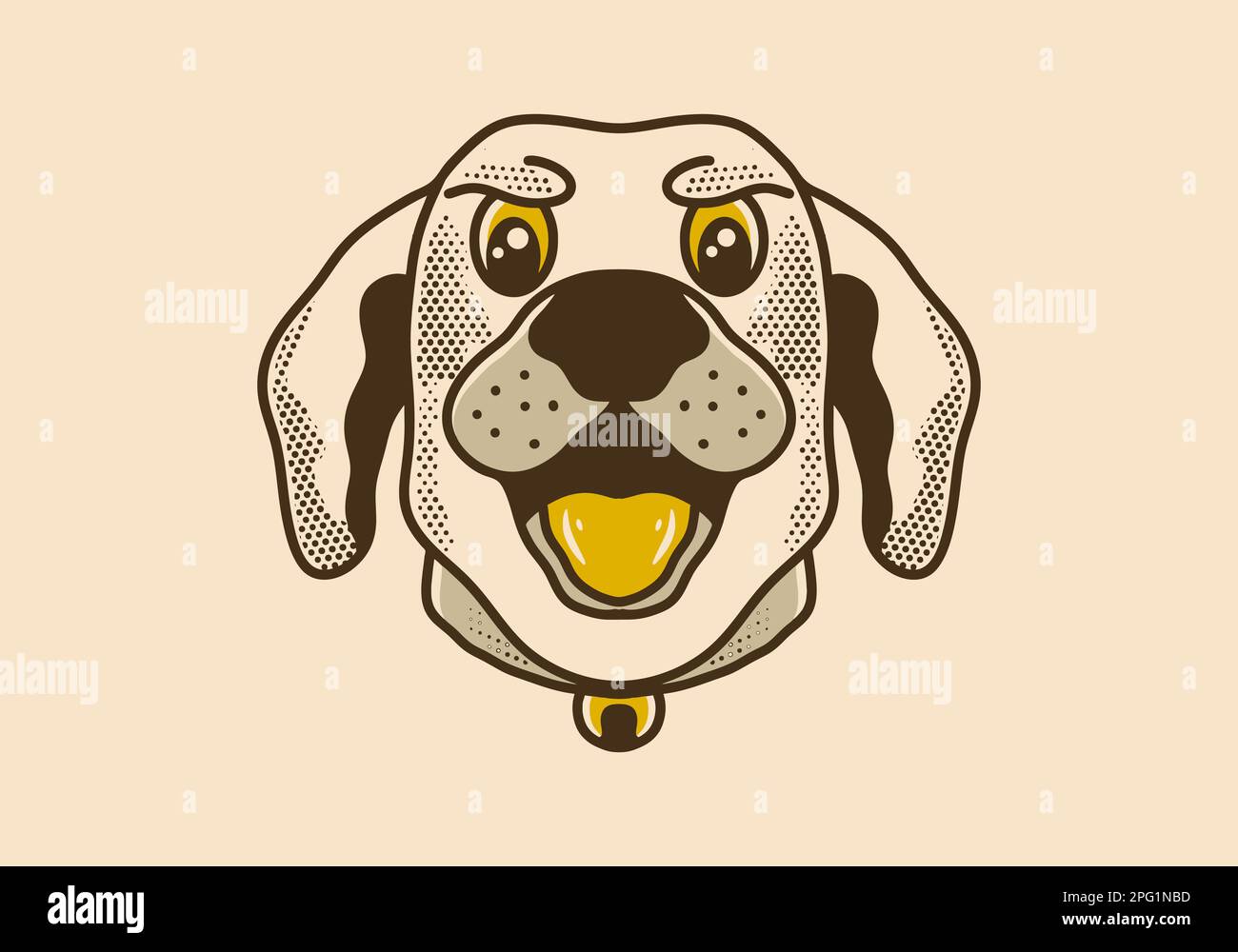 Vintage art illustration design of dog head with open mouth Stock Vector