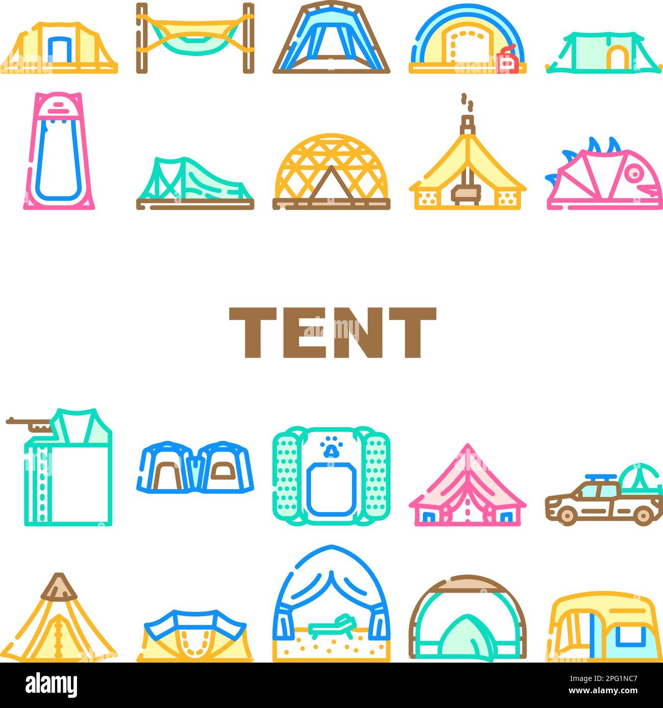 tent equipment tourism icons set vector Stock Vector Image & Art - Alamy