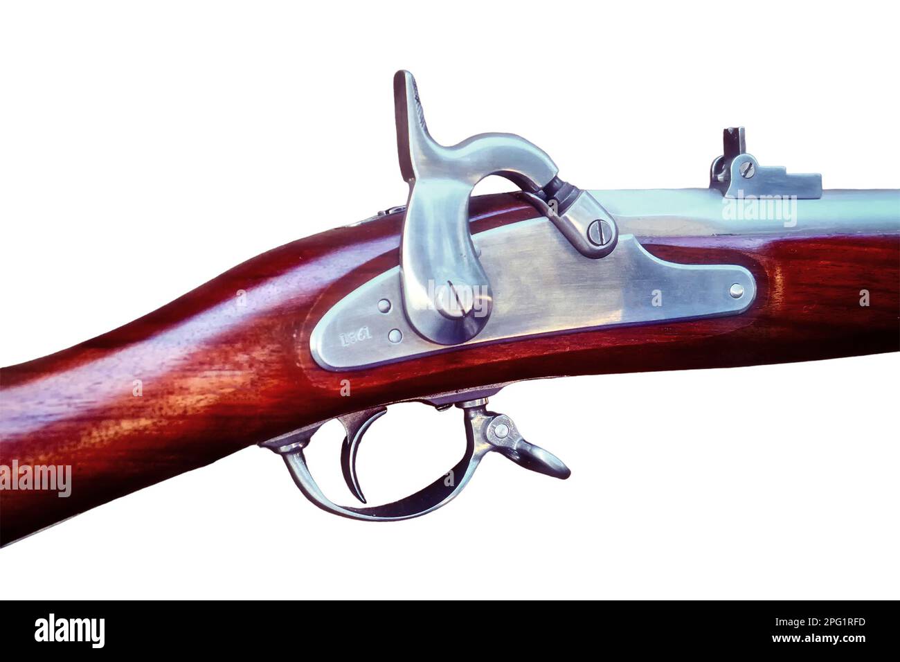 Retro American shock rifle made before the civil war, closeup