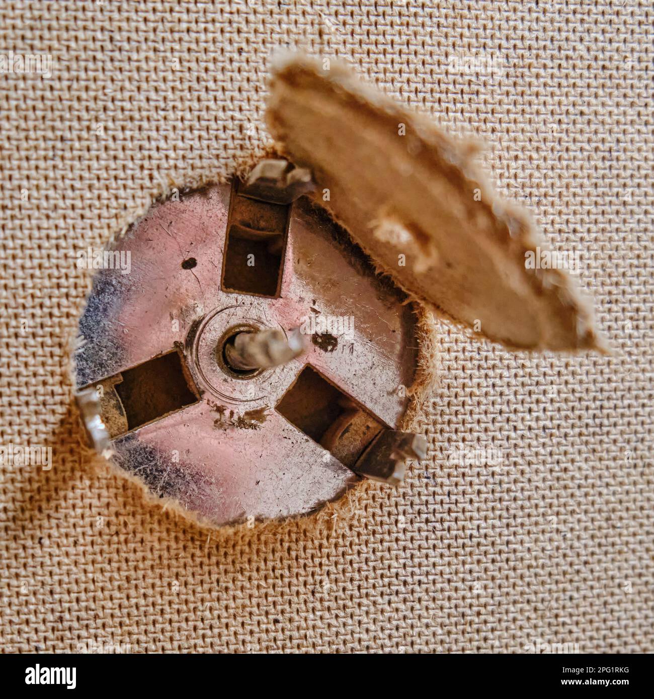 Drilling round holes with a crown on the drill bit. Sawing furniture