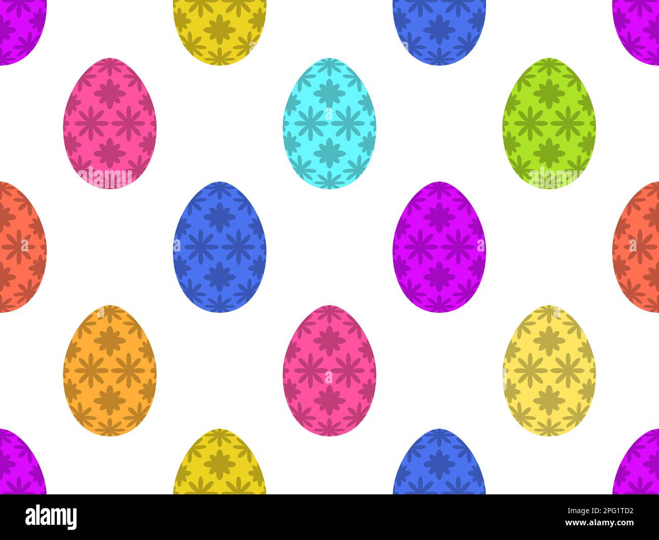 Seamless pattern with Easter eggs with a floral pattern on a white background. Happy easter. Design for wallpapers, wrapping paper and banners. Vector Stock Vector