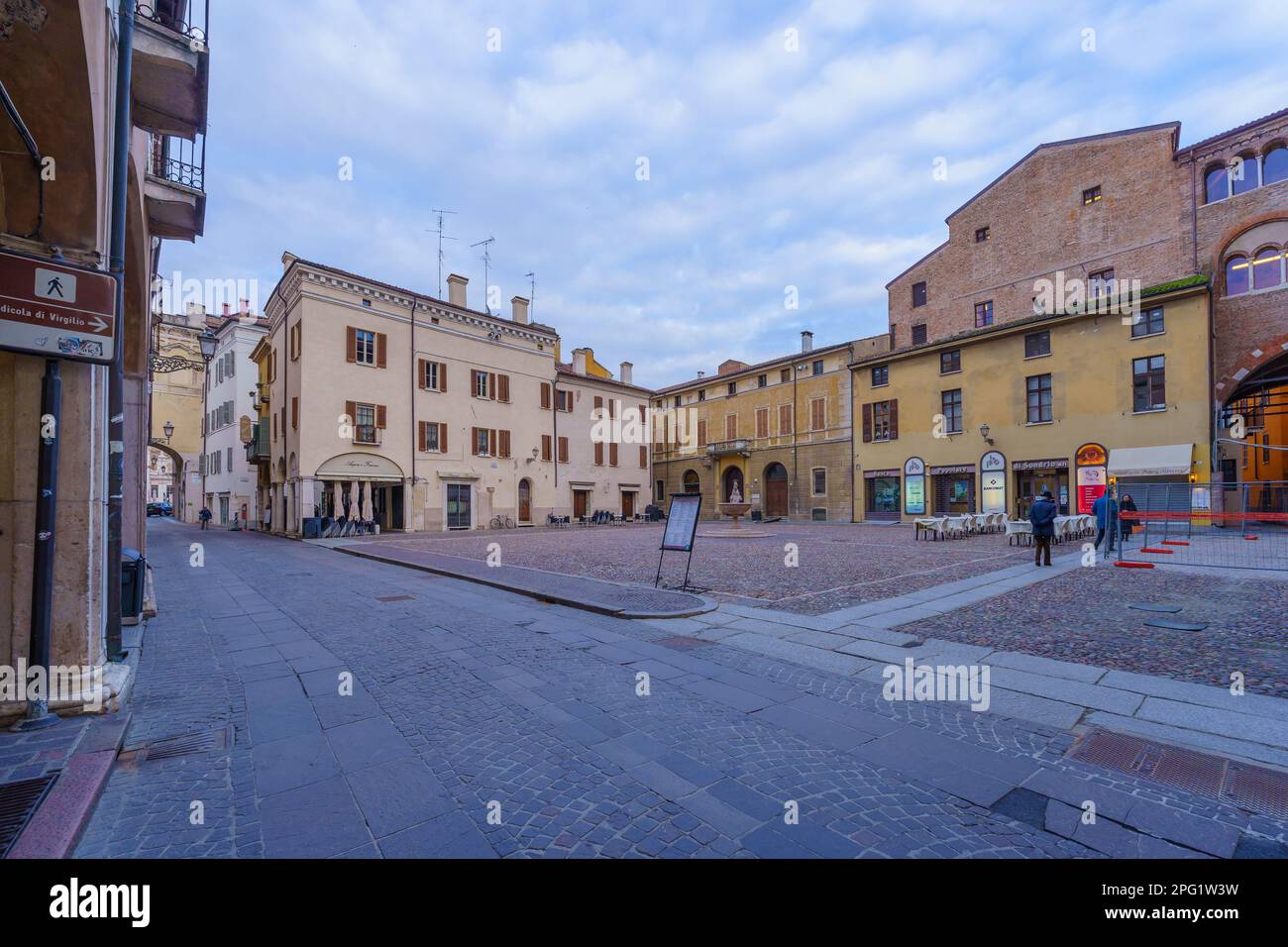 Mantua, Italy February 27, 2023 View of the Piazza Broletto, with