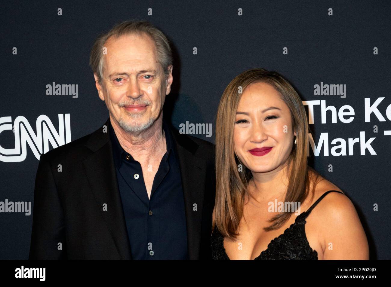 Steve Buscemi and his girlfriend, Karen Ho, arrive on the red carpet