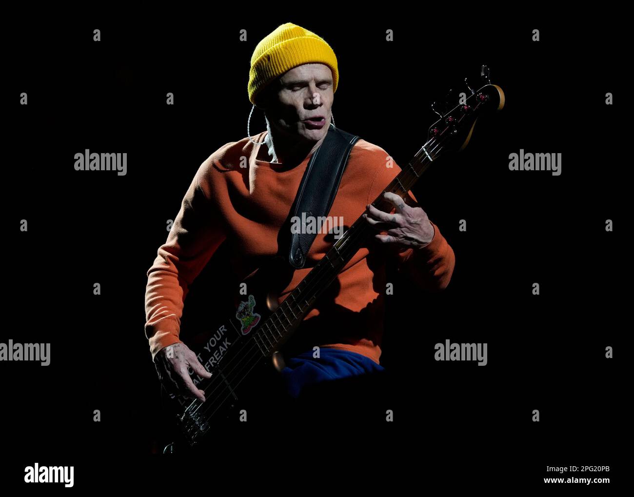 Red Hot Chili Peppers bassist Flea performs during the Vive Latino