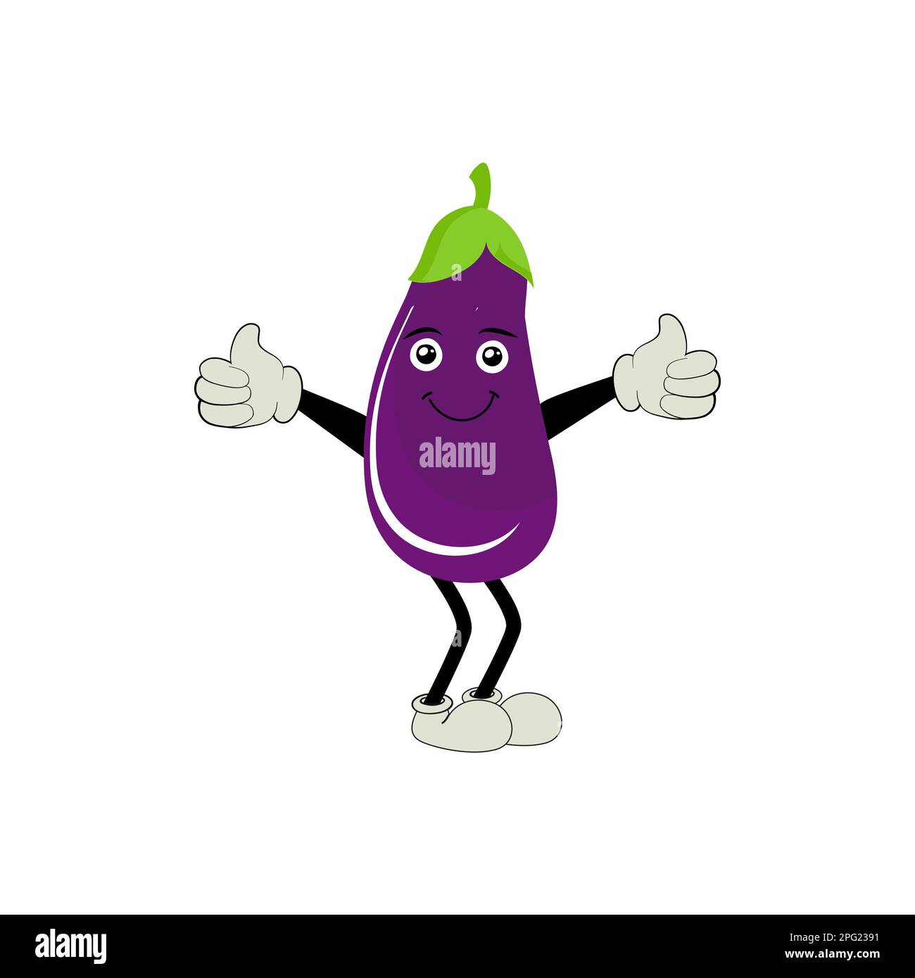 Cute eggplant character vector illustration. Flat eggplant cartoon ...