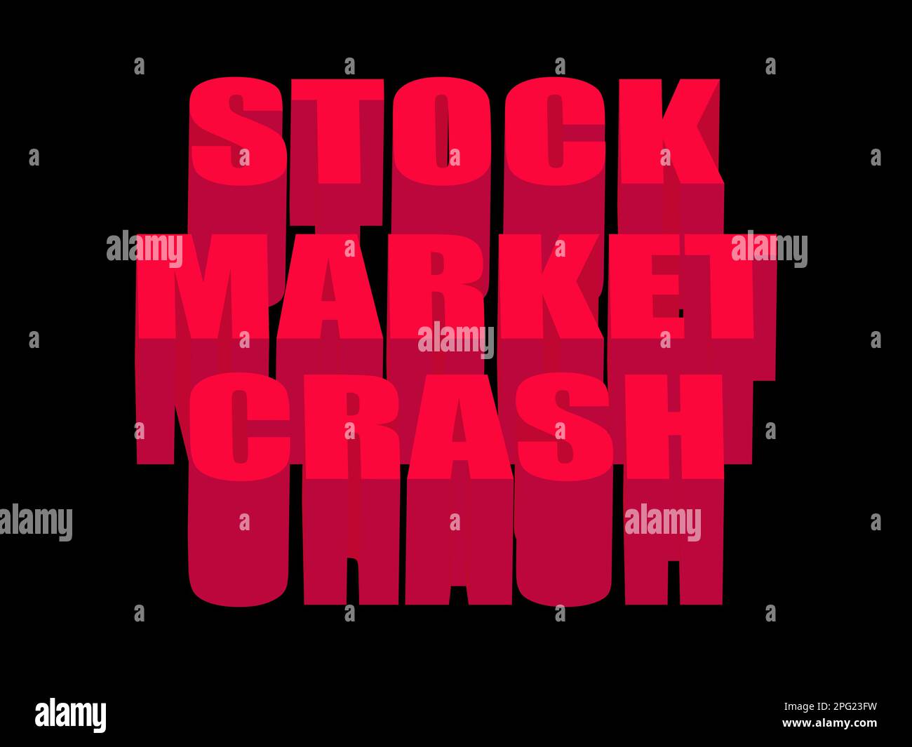 Stock market crash banner with 3d red color text on black background