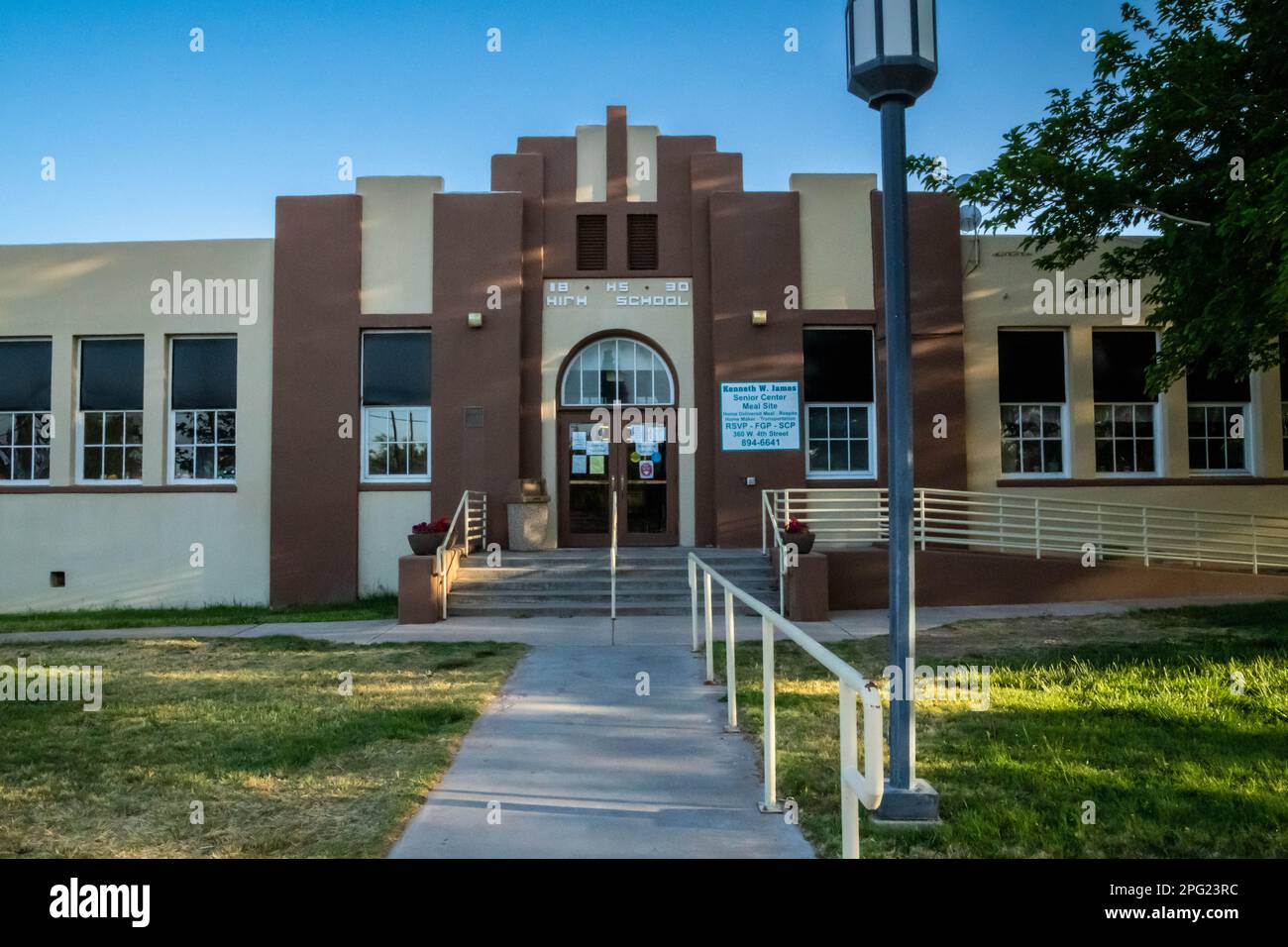 A senior citizen center next to the city of Truth or Consequence Stock Photo