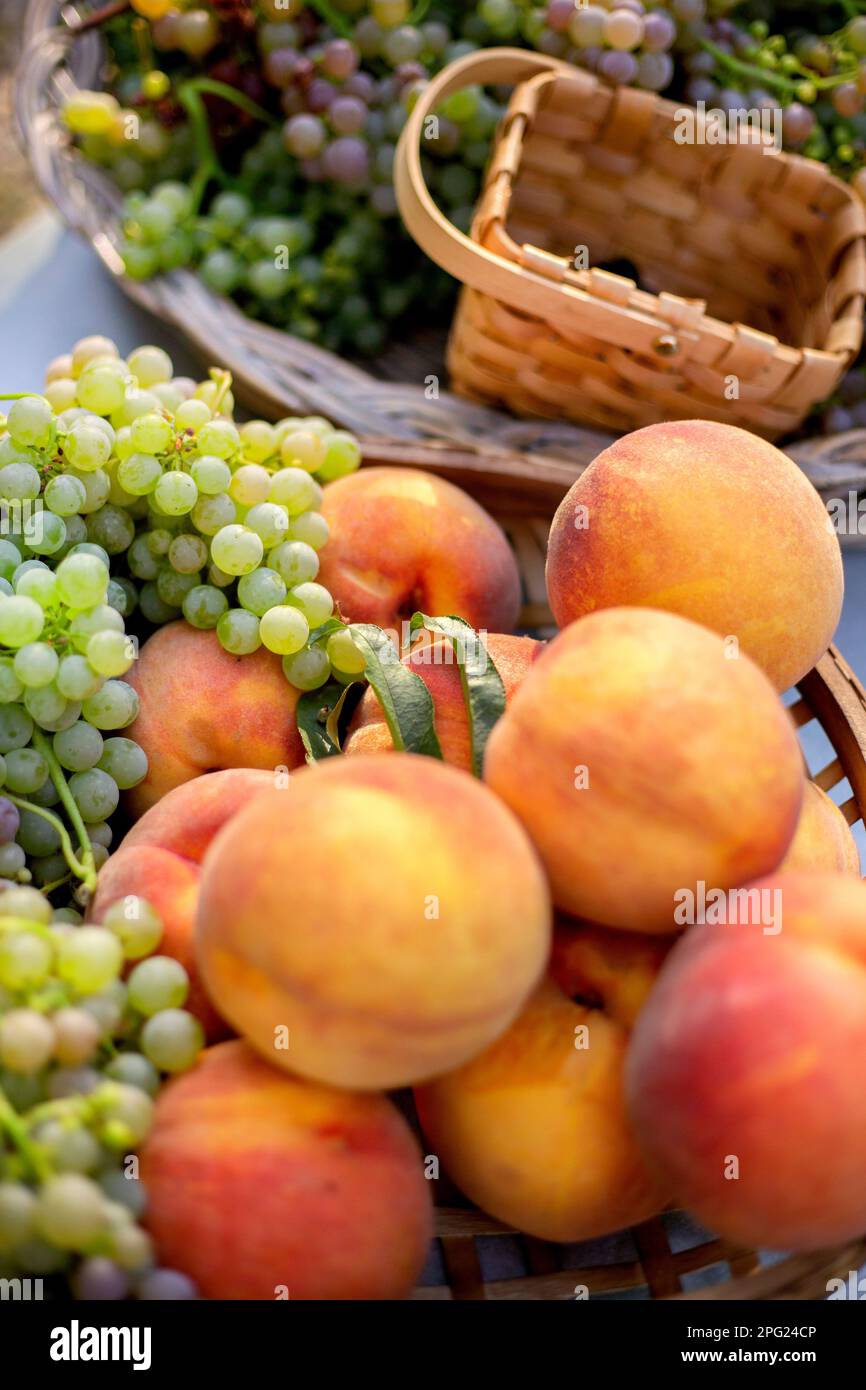 Baskets full of fresh fruit Stock Photo Alamy