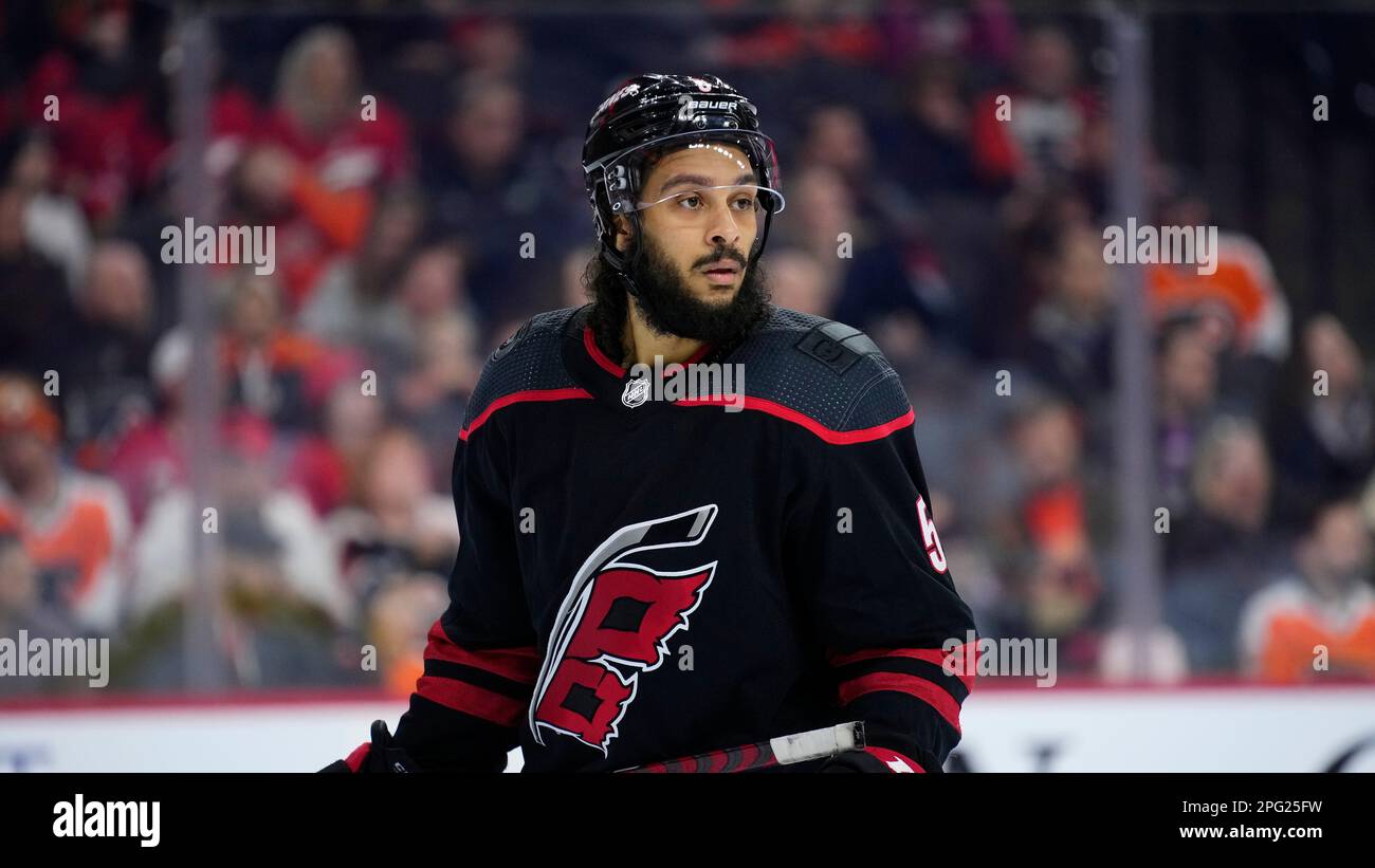 Carolina Hurricanes' Jalen Chatfield Plays During An NHL Hockey Game ...