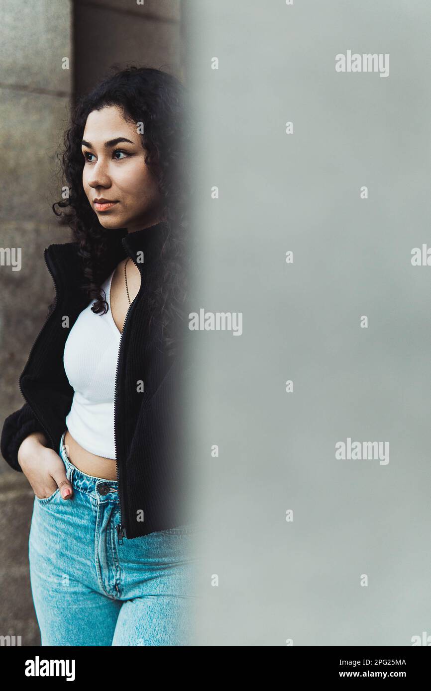 stock photo of latin girl portrait standing Stock Photo - Alamy