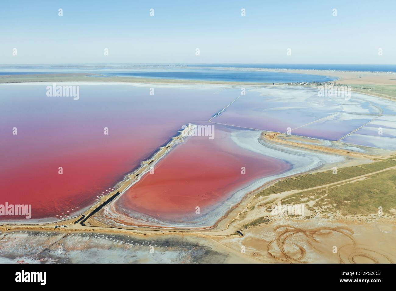 Aerial view of majestic landscapes of Jarilgach island in Ukraine Stock ...