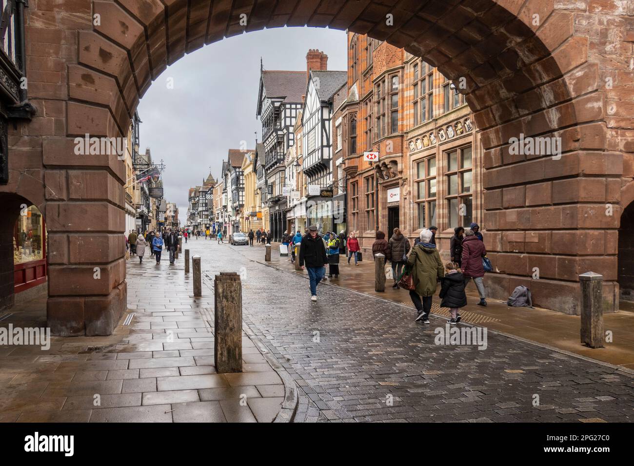 chester, uk, march 11, 2023Timber framed buildings in High Street, the ...
