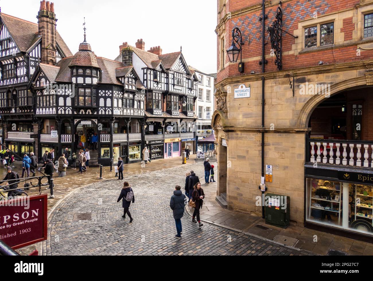 chester, uk, march 11, 2023Timber framed buildings in High Street, the ...