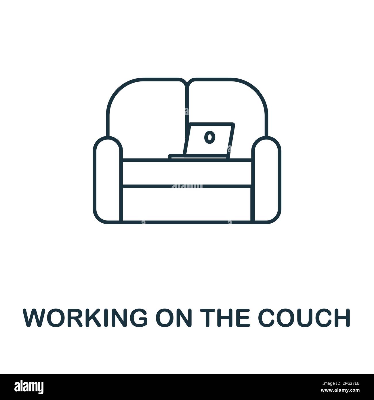 Working On The Couch line icon. Monochrome simple Working On The Couch