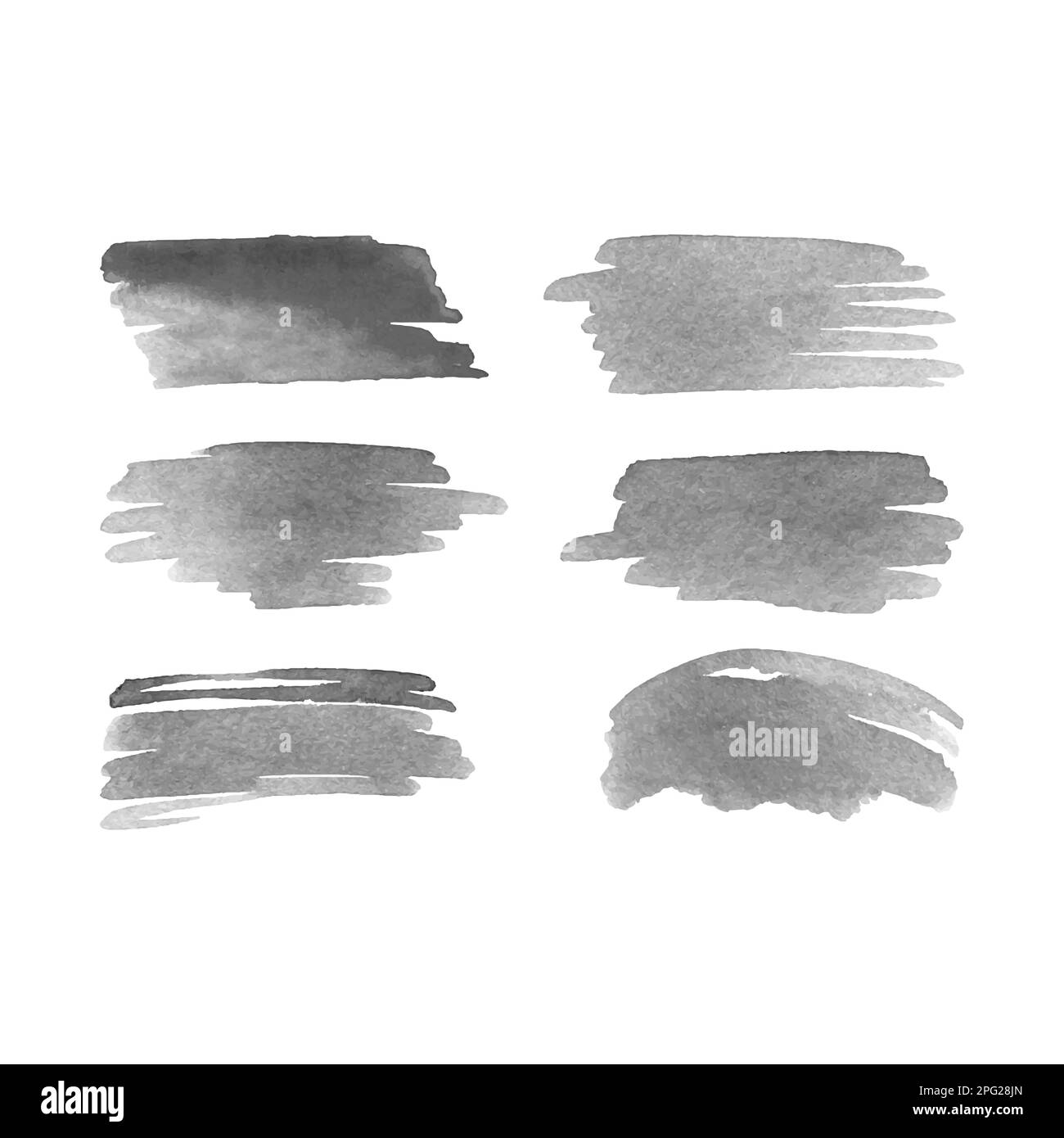 Monochrome watercolor brush strokes for design. Vector illustration
