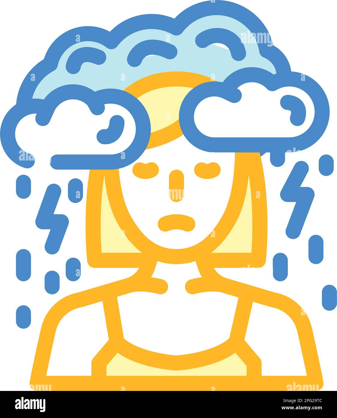 unhappy person stress headache color icon vector illustration Stock ...