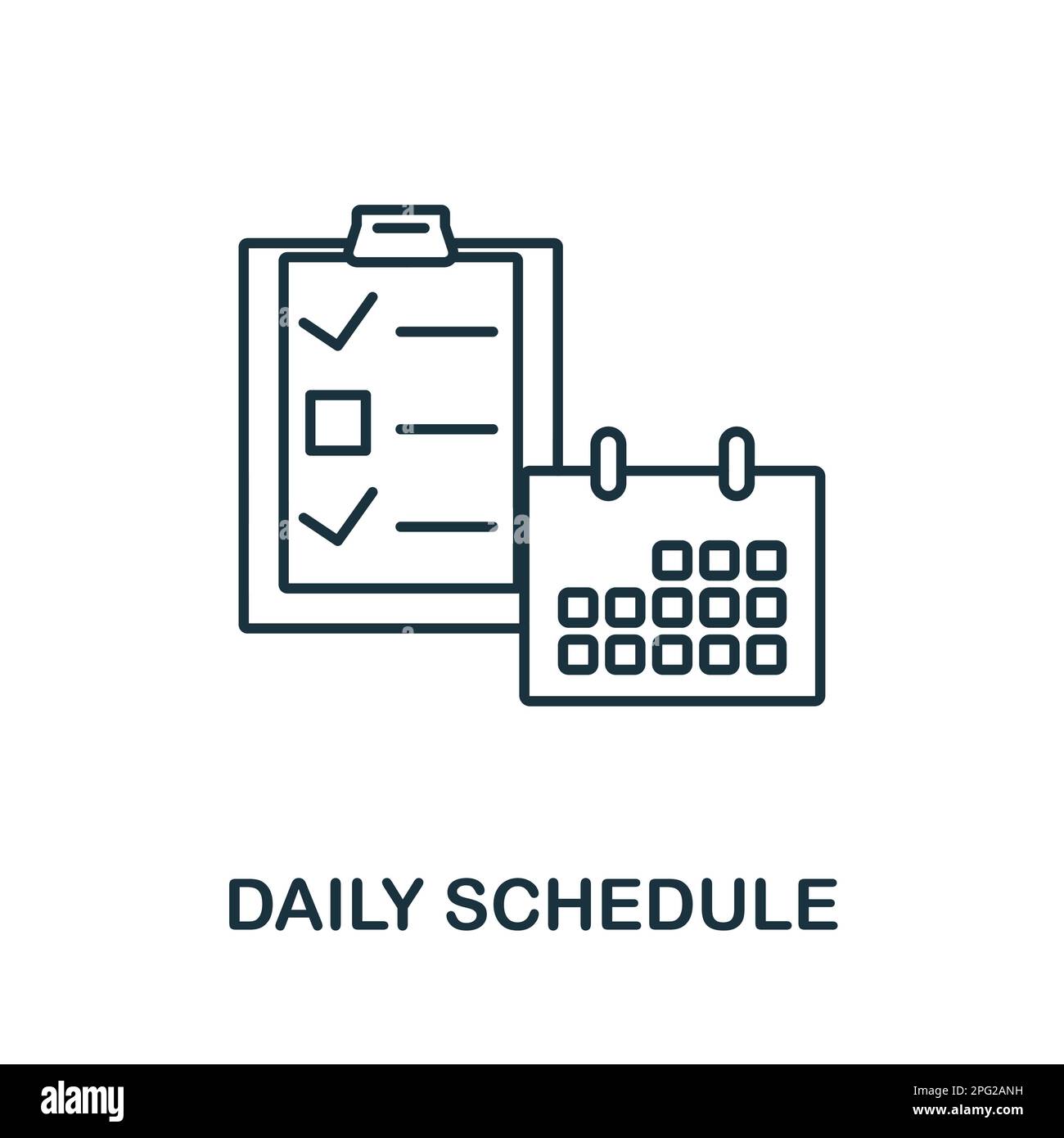 Daily Schedule Line Icon Monochrome Simple Daily Schedule Outline Icon 